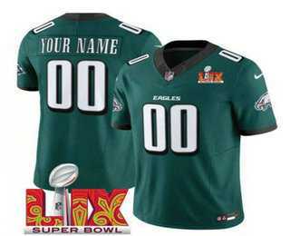 Men & Women & Youth Philadelphia Eagles Customized Green 2025 Super Bowl LIX FUSE Vapor Limited Jersey